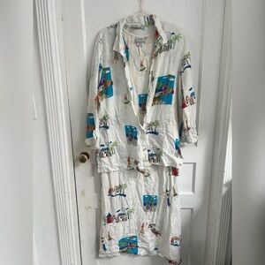 Hot Cotton Beach Resort Coastal LINEN Made in USA OUTFIT SET SIZE XL